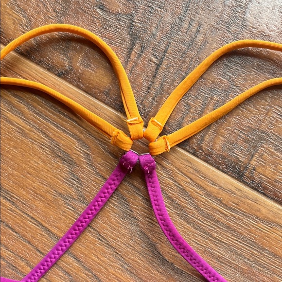 Athleta Navy Bikini Top with Pink and Orange Accents - Picture 2 of 6